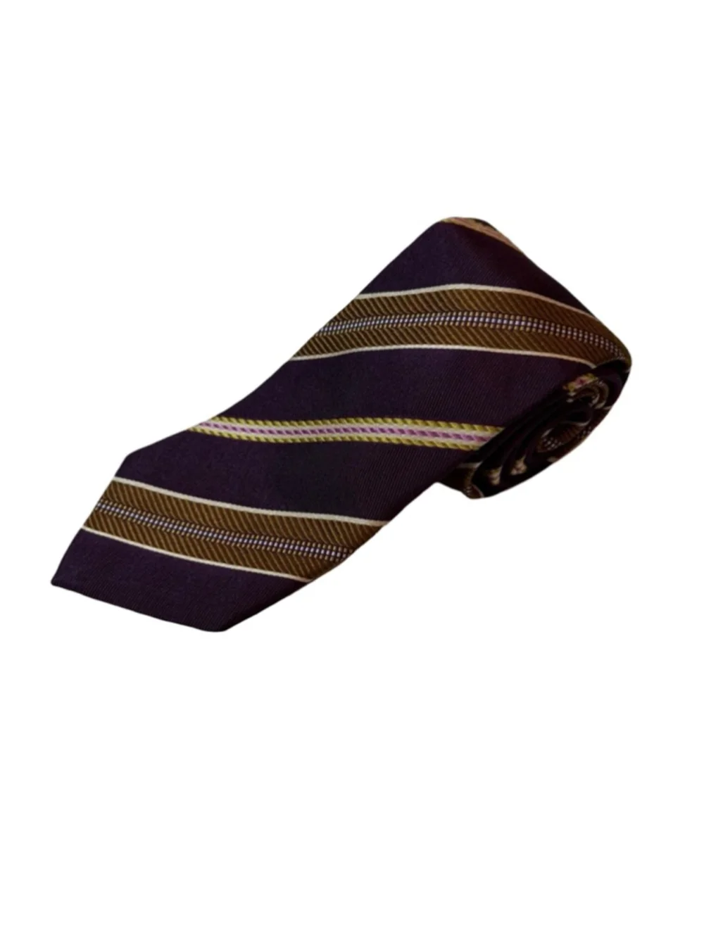 Ermenegildo Zegna Silk Tie Purple Brown Stripe Italy Luxury Designer